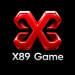 X89 Game logo with glossy red X89 emblem