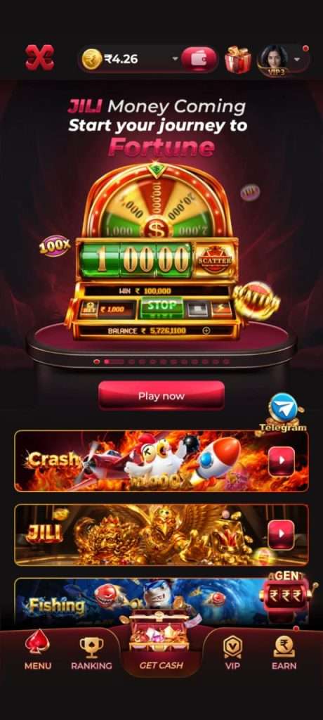 X89 Game mobile app home screen interface