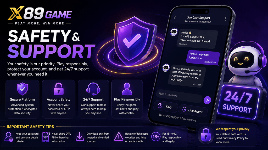 X89 Game safety information and user support guide